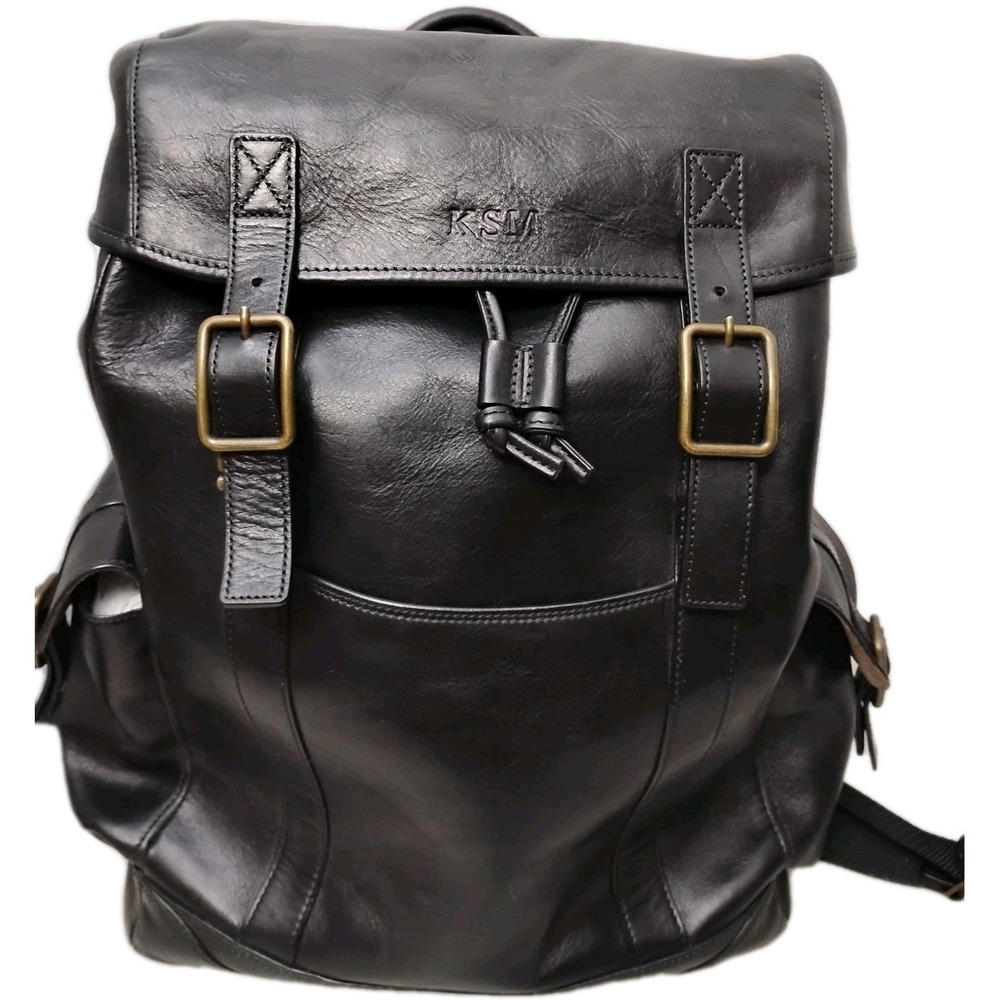 Bosca Luggage Black Leather Carry On Backpack Bag Laptop Case Italian Luxe VTG?